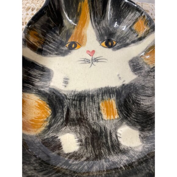 Vintage 1960s NS Gustin Co. Calico Cat Bowl Dish Hand Painted - Picture 10 of 10